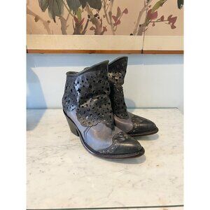 Corral Boots Womens Size 8 Western Leather Ankle Cutout Stacked Heel Vintage